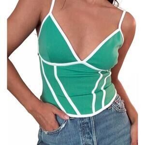 NEW SALTY lucky contrast corset cami in green